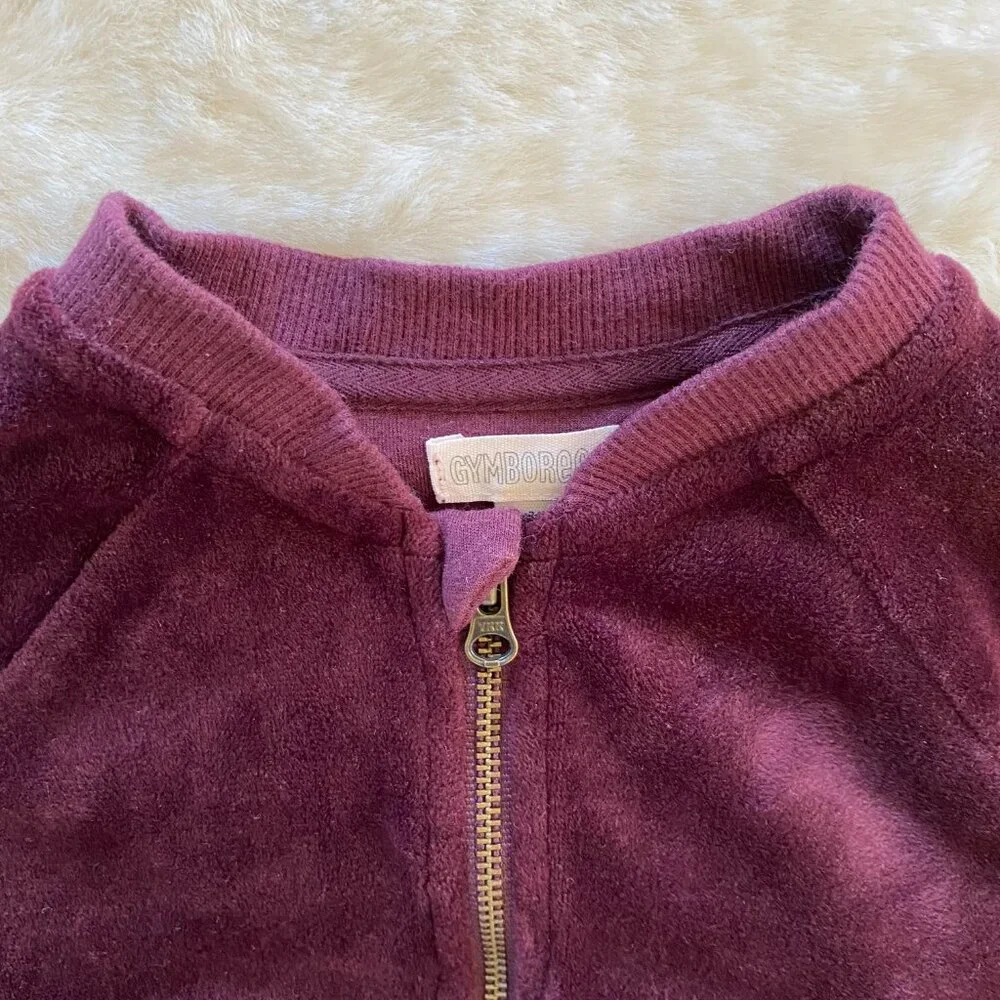 Gymboree Baby Girl’s Velour Zip-Up Cardigan size 3-6 months Dark Plum